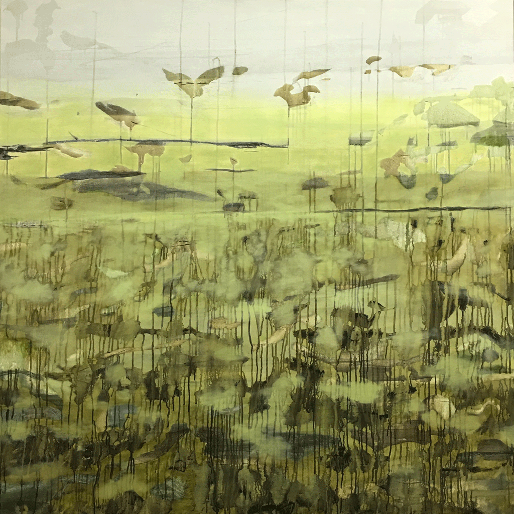 landschap 01, acryl en olieverf op linnen, 130x130cm, 2016